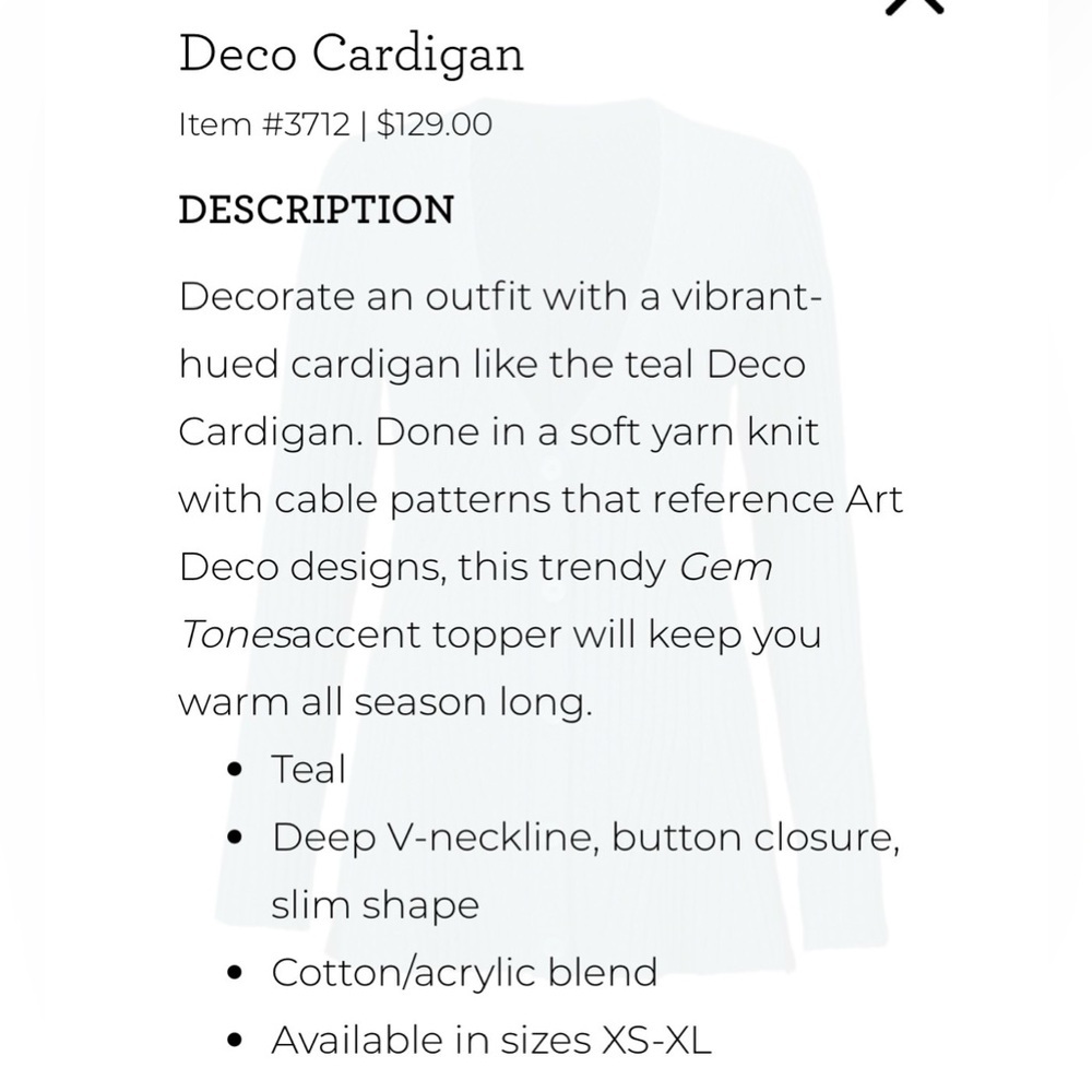 CAbi Teal Button-Up Cardigan - Picture 7 of 7